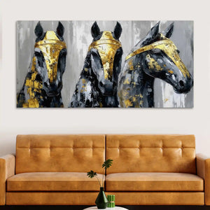Three Horses Abstract Wall Canvas Painting
