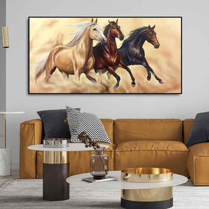 Three Horses Running Premium Quality Wall Painting