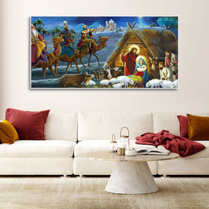 Three Kings and Holy Family Canvas Wall Painting