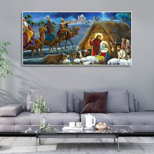 Three Kings and Holy Family Canvas Wall Painting