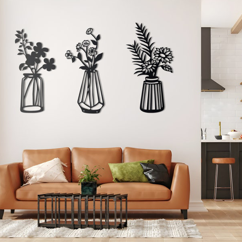 three-pieces-flower-vase-wall-decor-metal-art
