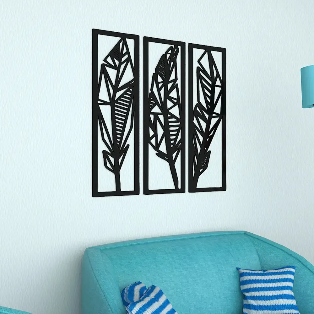 Three Tropical Leafs Frames Wall Metal Art Decor