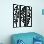 Three Tropical Leafs Frames Wall Metal Art Decor