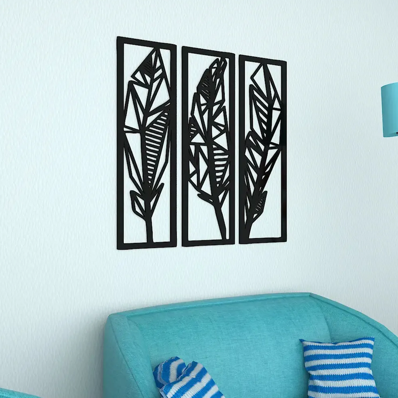 Three Tropical Leafs Frames Wall Metal Art Decor