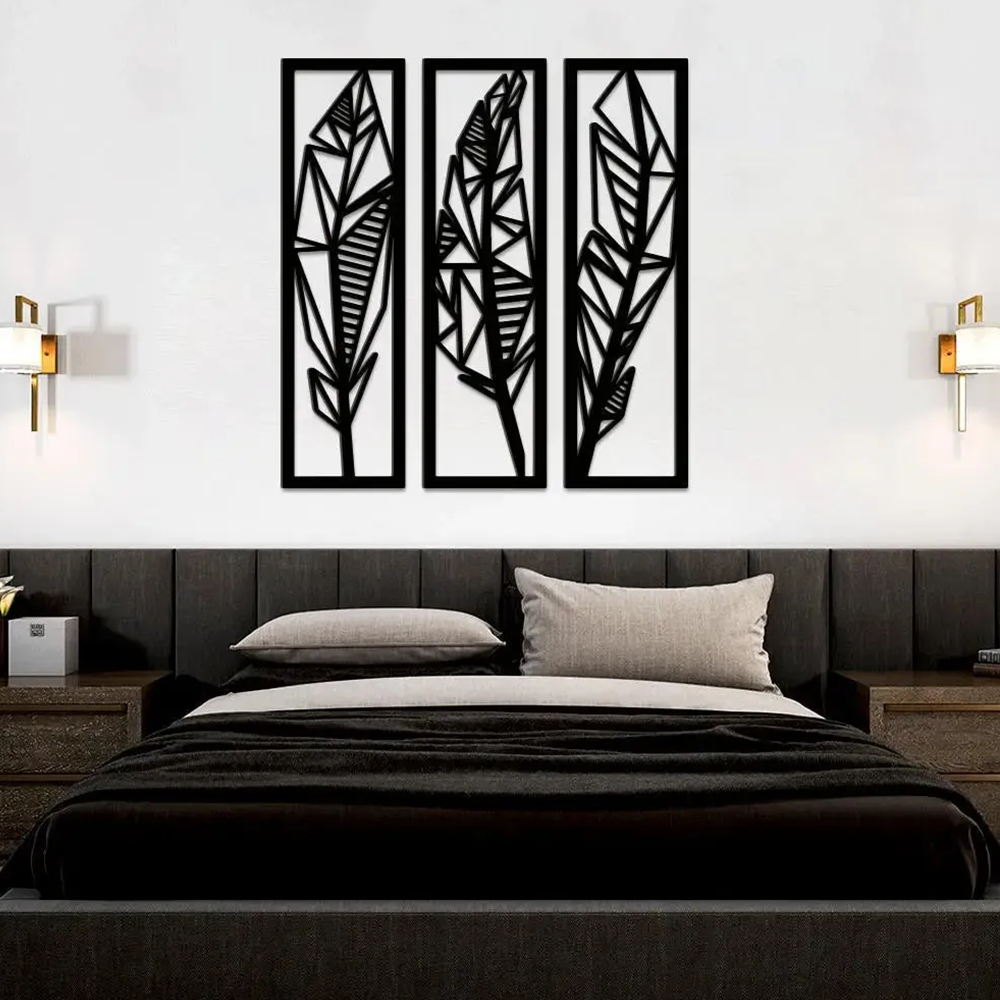 Three Tropical Leafs Frames Wall Metal Art Decor