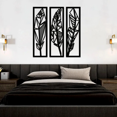 Three Tropical Leafs Frames Wall Metal Art Decor