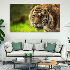 Tiger Canvas Wall Painting Set of Five