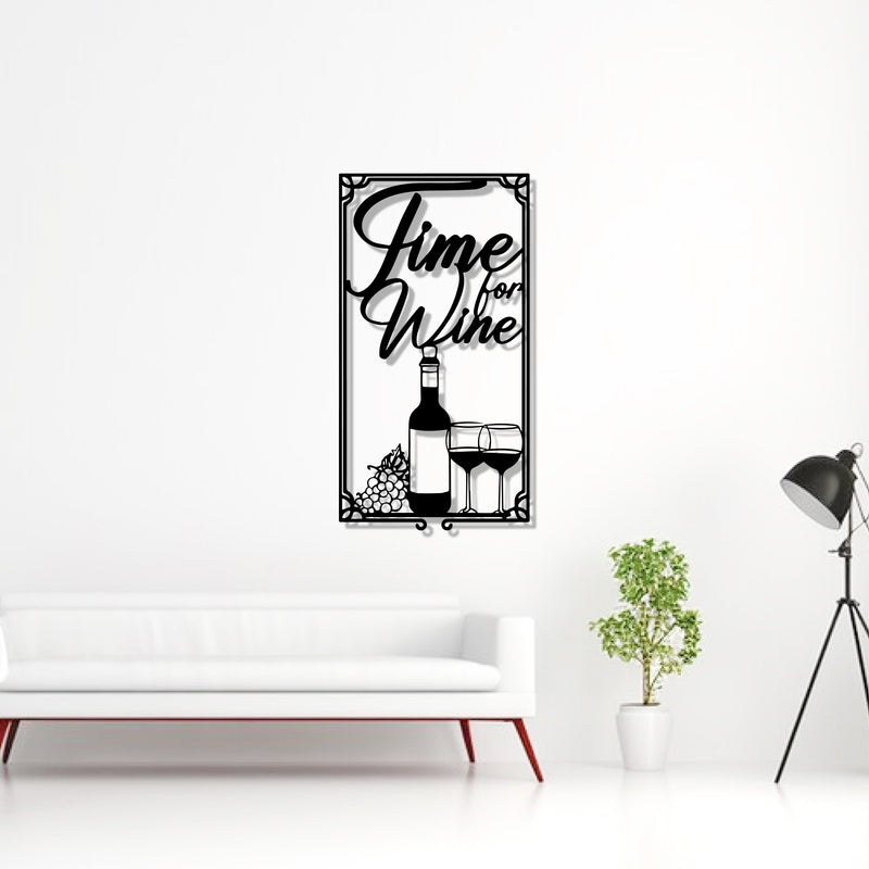Time For Wine Sign Frame Metal Art Wall Decor