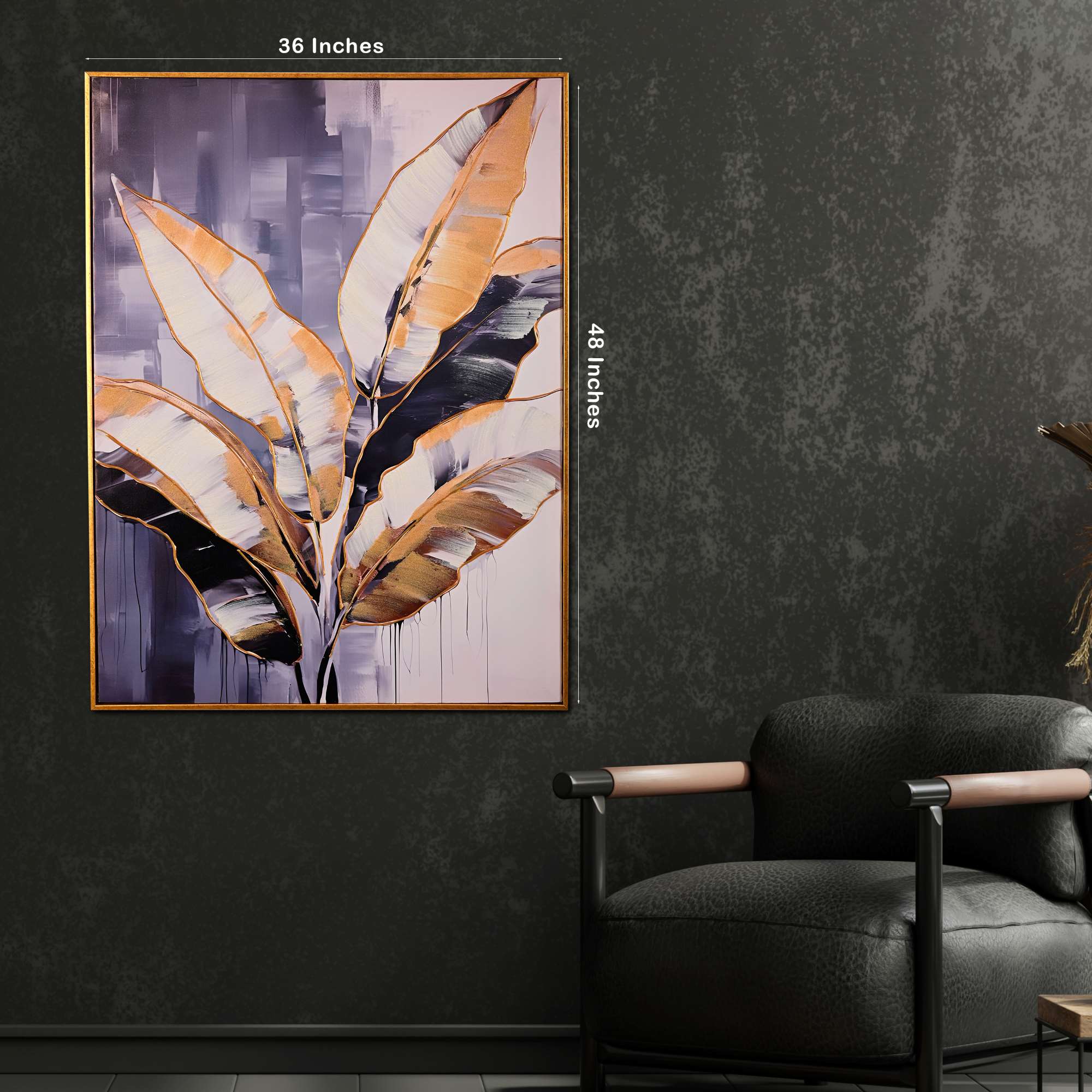 Timeless Golden Bloom Hand Painted Wall Painting with Floating Frame