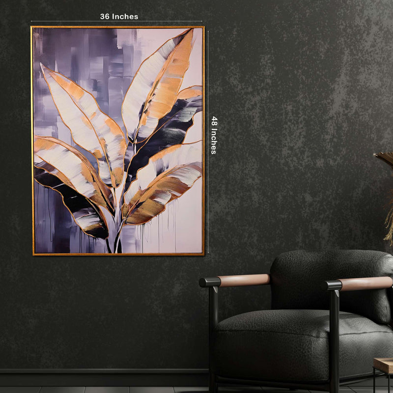 Timeless Golden Bloom Hand Painted Wall Painting with Floating Frame