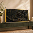 Timeless Love Couple Beneath the Tree Metallic Look 3D Canvas Wall Painting