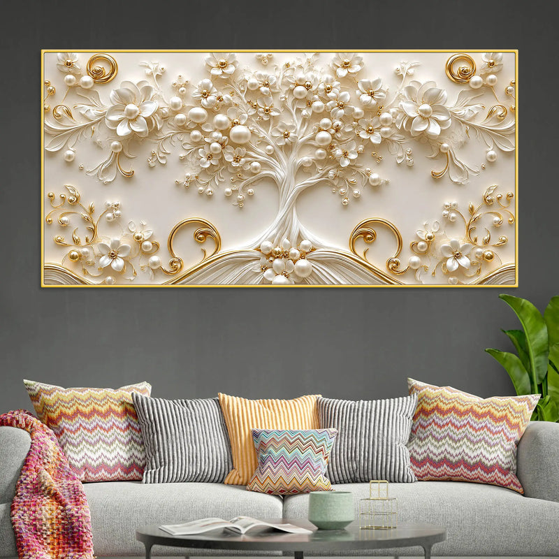 Timeless Pearl Blossom Tree of Life 3D Canvas Wall Painting