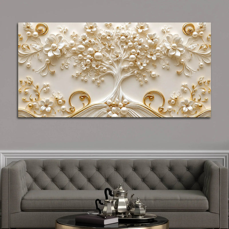 Timeless Pearl Blossom Tree of Life 3D Canvas Wall Painting
