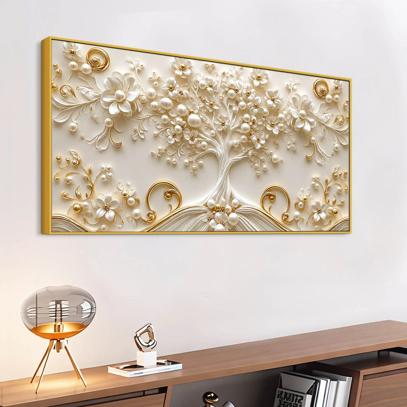 Timeless Pearl Blossom Tree of Life 3D Canvas Wall Painting