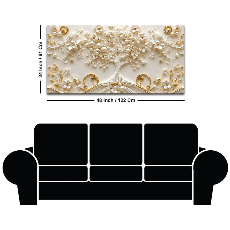 Timeless Pearl Blossom Tree of Life 3D Canvas Wall Painting