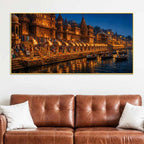 Timeless Varanasi Riverside Aarti Canvas Painting for Modern Home Decor