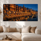 Timeless Varanasi Riverside Aarti Canvas Painting for Modern Home Decor