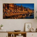 Timeless Varanasi Riverside Aarti Canvas Painting for Modern Home Decor