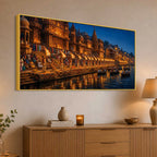 Timeless Varanasi Riverside Aarti Canvas Painting for Modern Home Decor