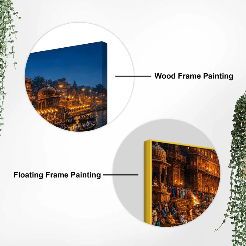 Timeless Varanasi Riverside Aarti Canvas Painting for Modern Home Decor