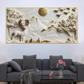 Timeless White and Golden Stag in Mountain Valley 3D Canvas Wall Painting