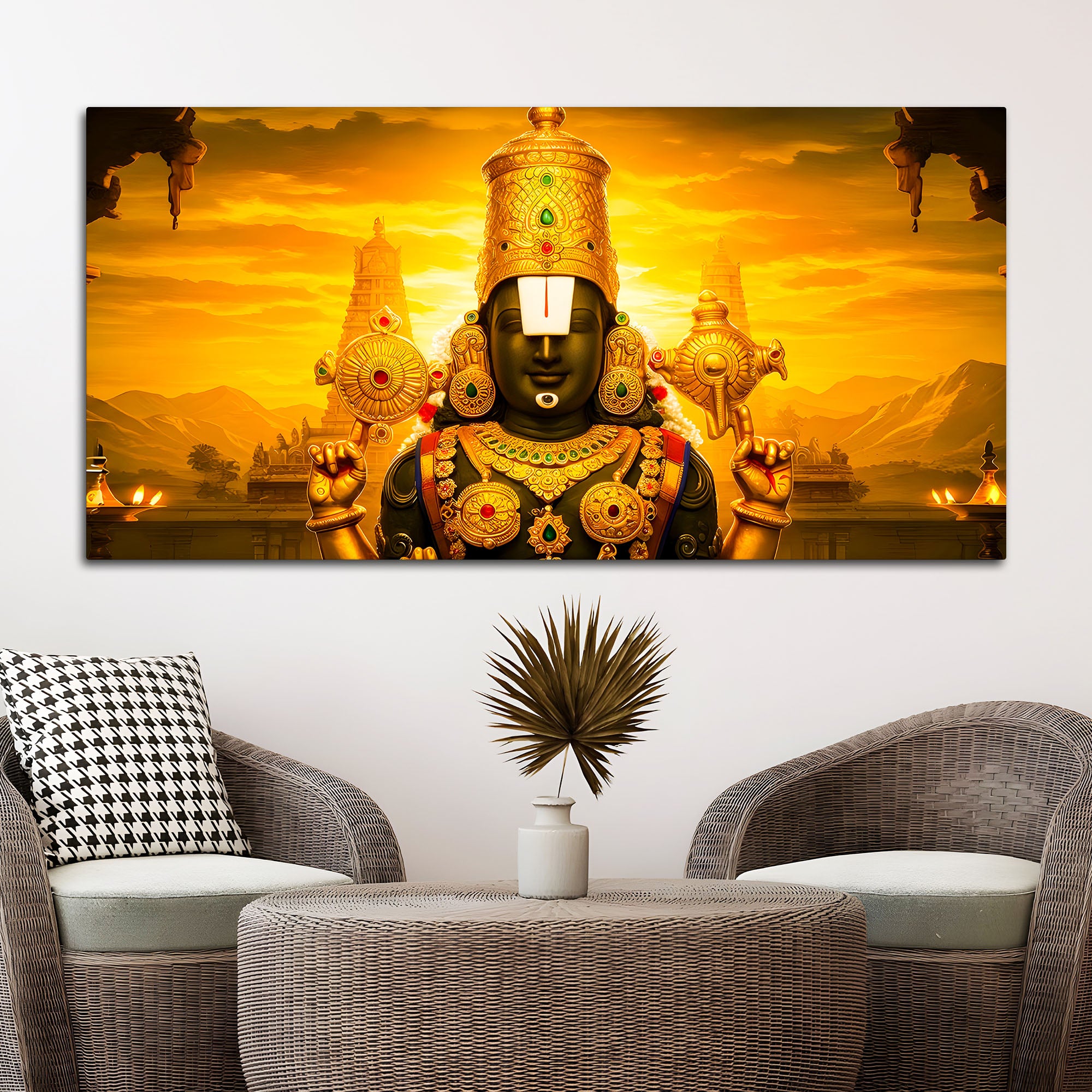 Tirupati Balaji Canvas Painting for Pooja Room Wall