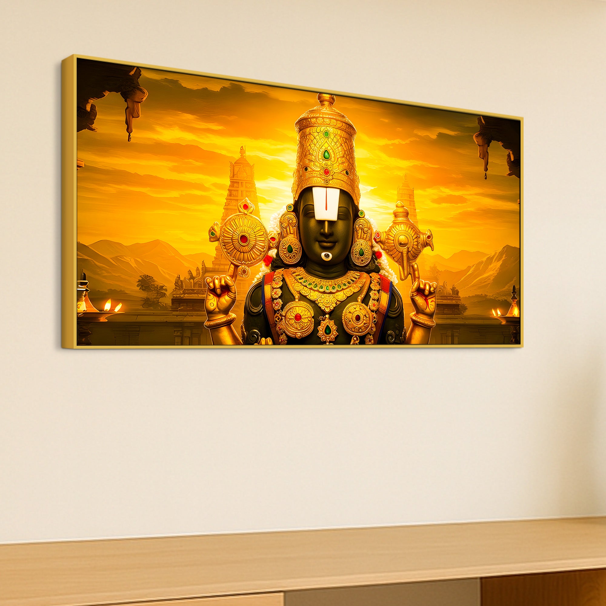 Tirupati Balaji Canvas Painting for Pooja Room Wall