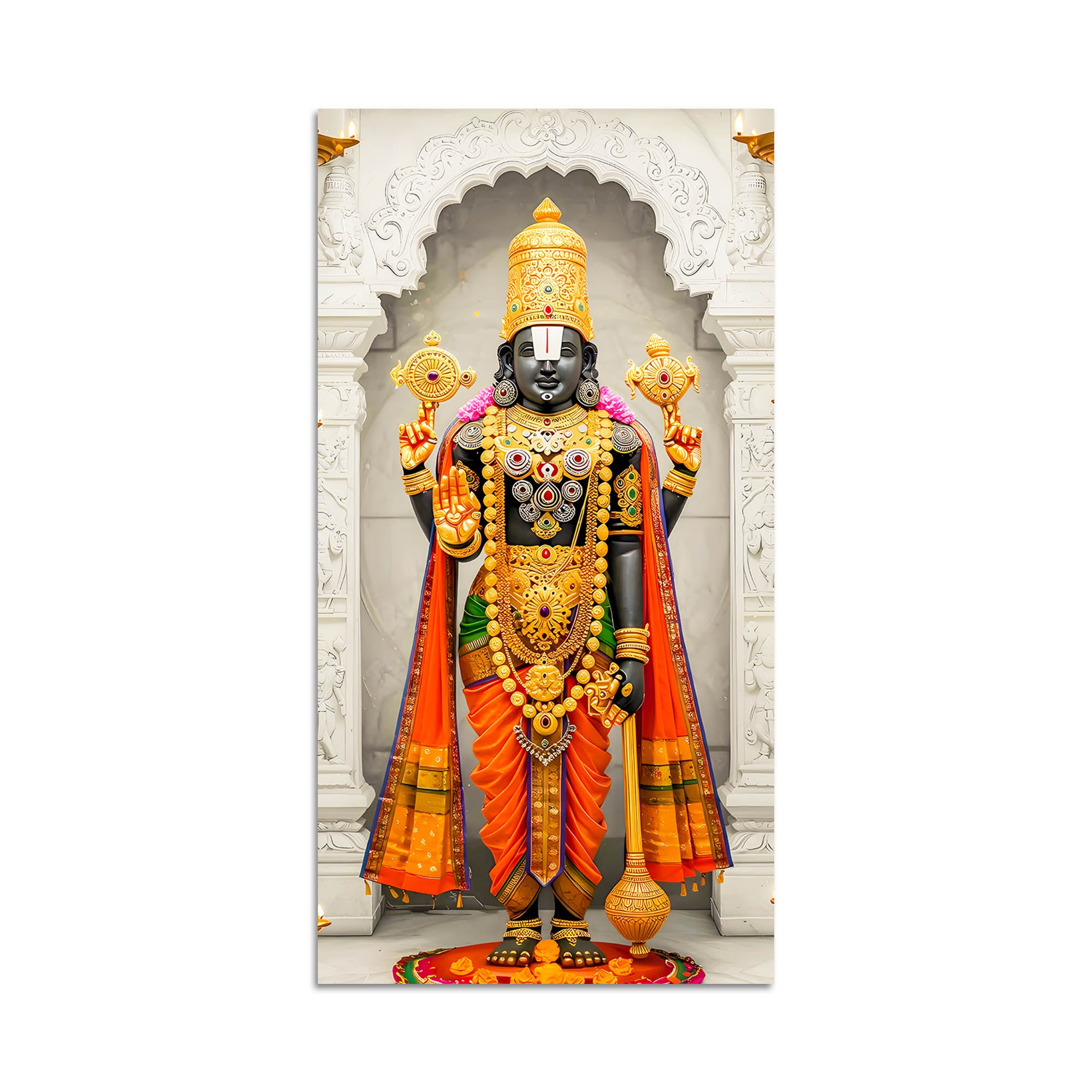 Tirupati Balaji Canvas Wall Painting | Hindu Devotional Home Decor