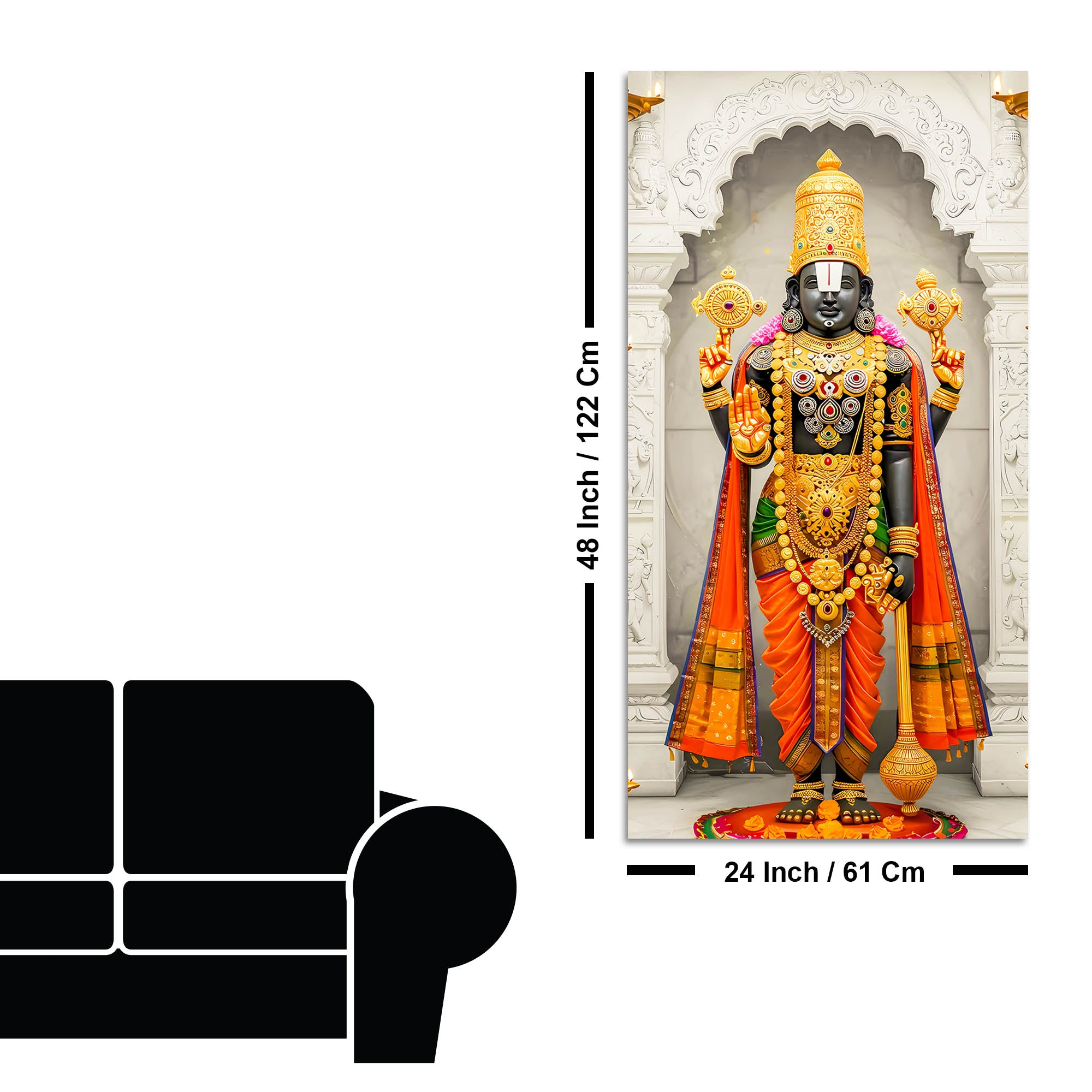 Tirupati Balaji Canvas Wall Painting | Hindu Devotional Home Decor