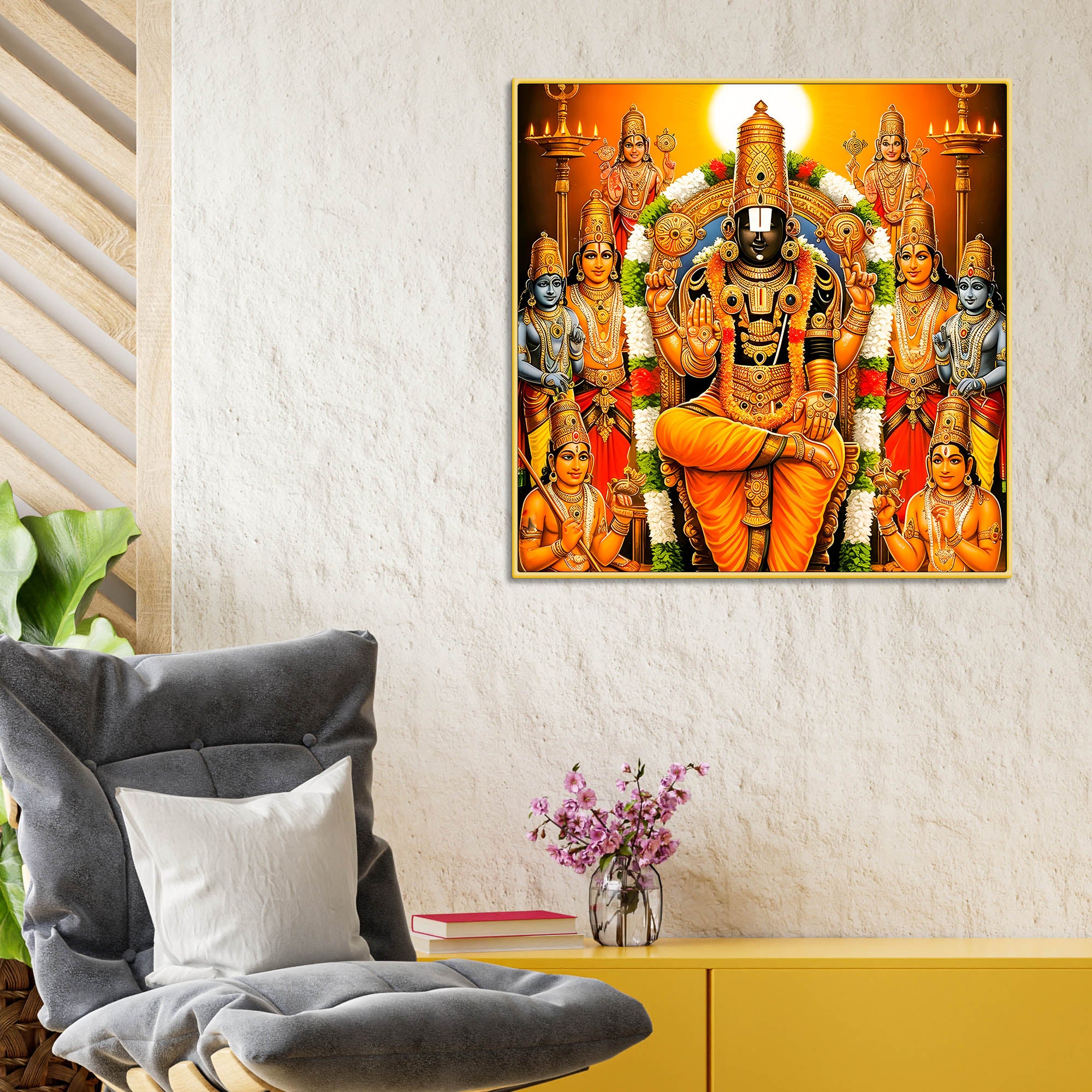 Tirupati Balaji Spiritual Wall Painting for Home Decor