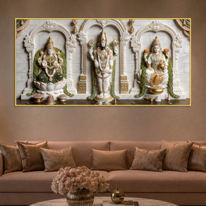 Tirupati Balaji with Goddess Lakshmi Sacred 3D Canvas Wall Painting