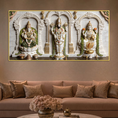 Tirupati Balaji with Goddess Lakshmi Sacred 3D Canvas Wall Painting