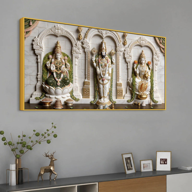 Tirupati Balaji with Goddess Lakshmi Sacred 3D Canvas Wall Painting