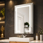 Touch LED Mirror Cabinet with Bold Vertical Light & Compact Storage
