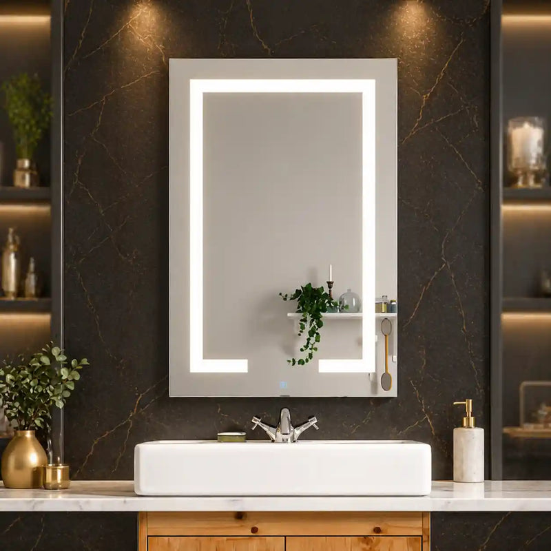 Touch LED Mirror Cabinet with Bold Vertical Light & Compact Storage