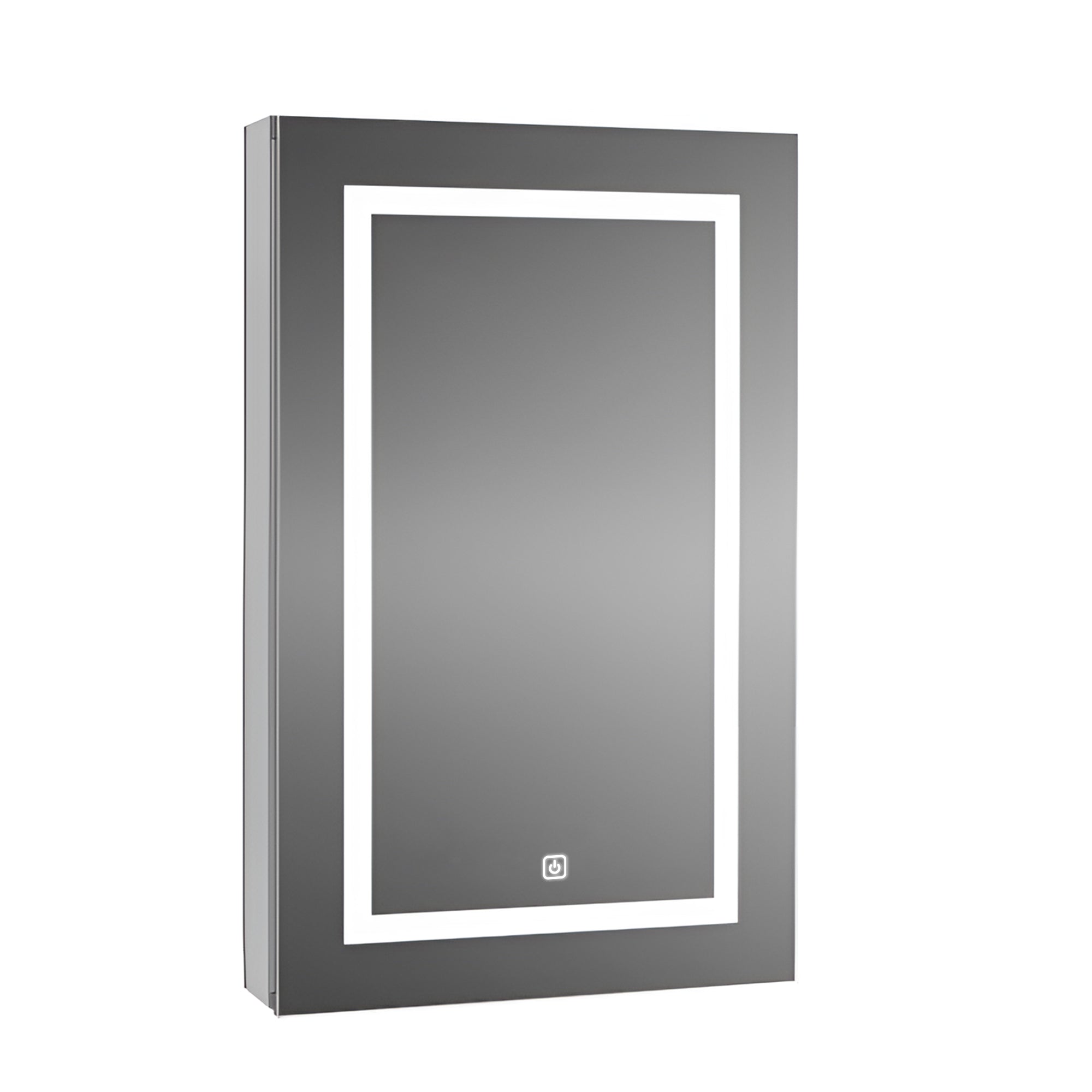 Touch LED Mirror Cabinet with Bold Vertical Light & Storage
