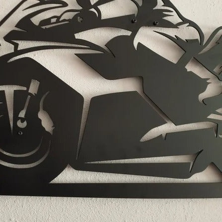 Track Racing Rider Metal Wall Art for Bike Lovers