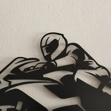 Track Racing Rider Metal Wall Art for Bike Lovers