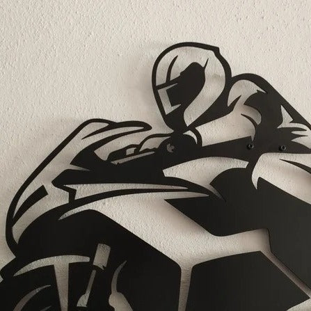 Track Racing Rider Metal Wall Art for Bike Lovers