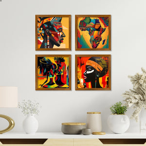 Traditional African Women Premium Art Wall Frame Set of Four