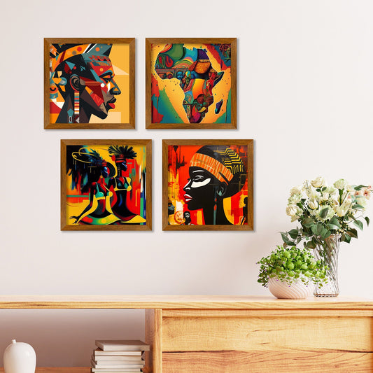 Traditional African Women Premium Art Wall Frame Set of Four