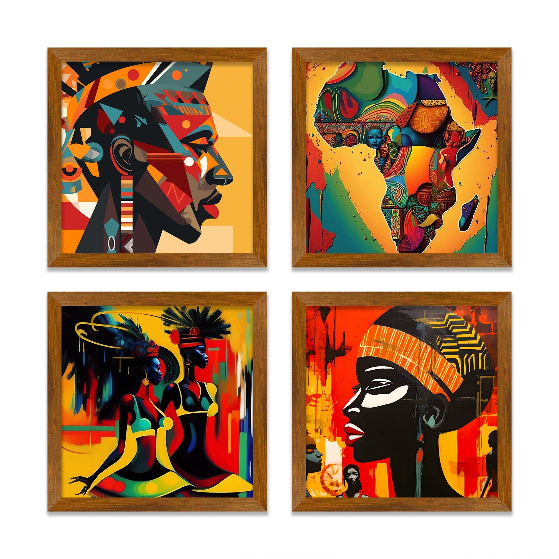 Traditional African Women Premium Art Wall Frame Set of Four