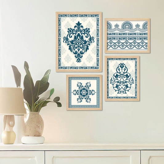 Traditional Artistic Pattern Art Wall Frame Set of Four