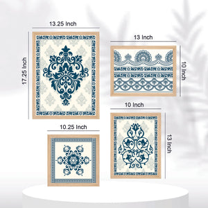 Traditional Artistic Pattern Art Wall Frame Set of Four