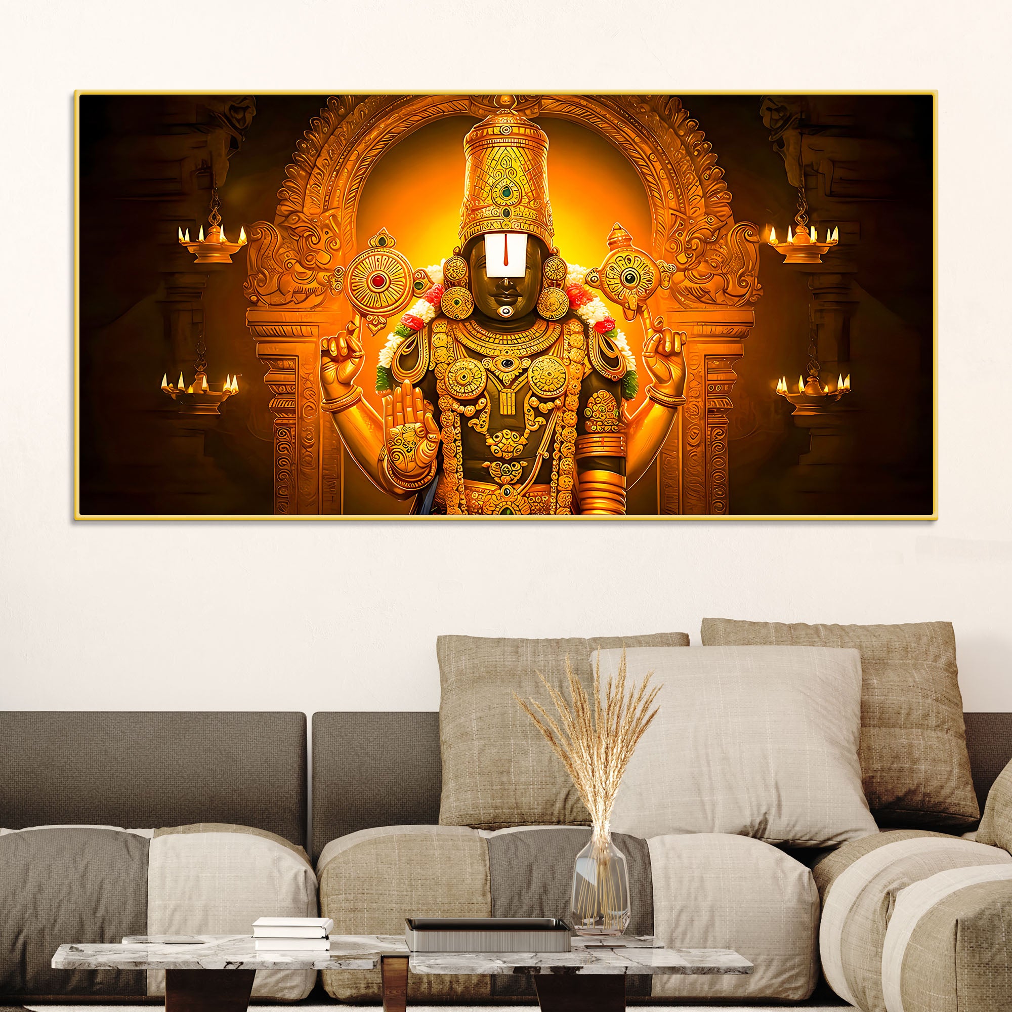 Traditional Balaji Canvas Wall Painting for Mandir