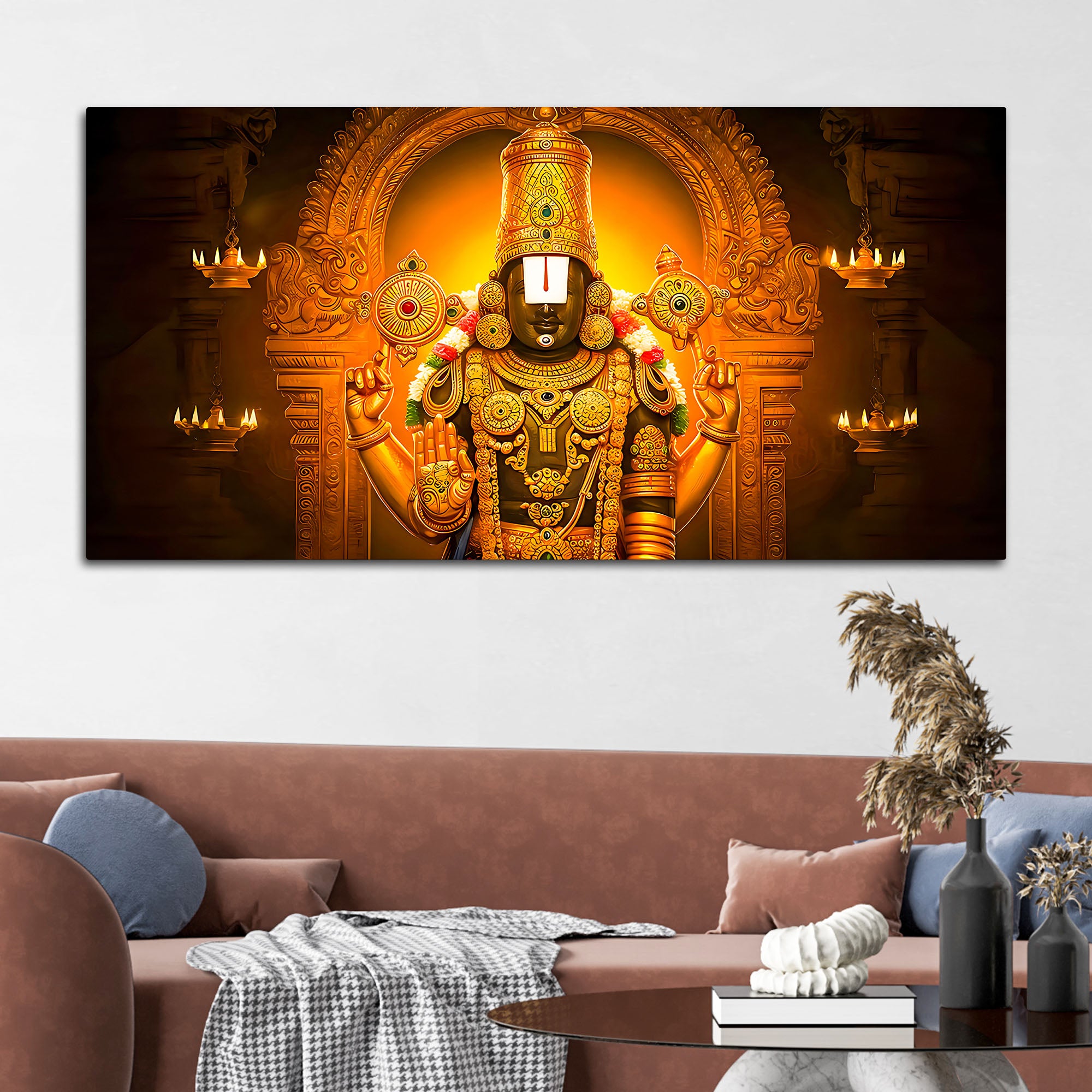 Traditional Balaji Canvas Wall Painting for Mandir