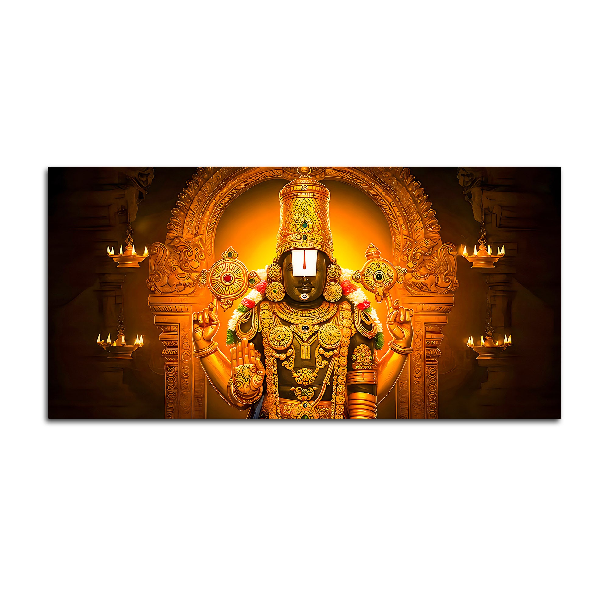 Traditional Balaji Canvas Wall Painting for Mandir