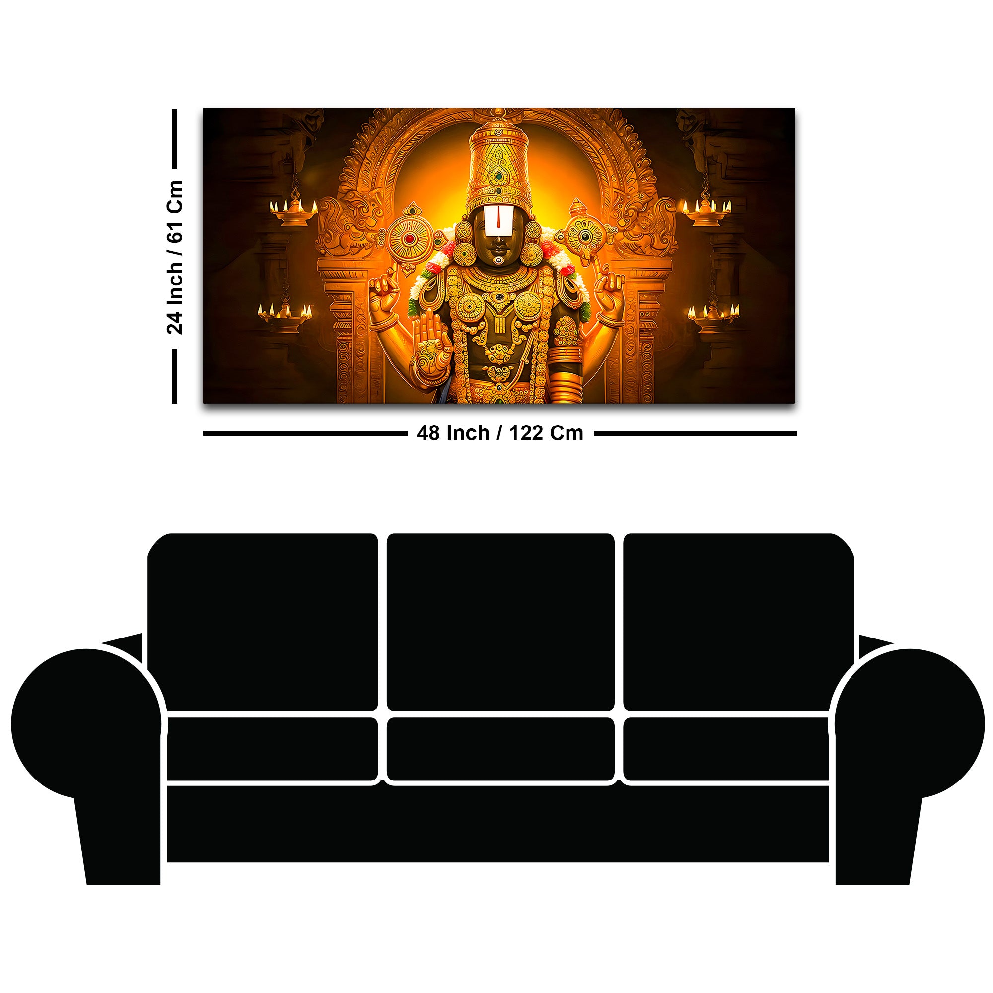 Traditional Balaji Canvas Wall Painting for Mandir