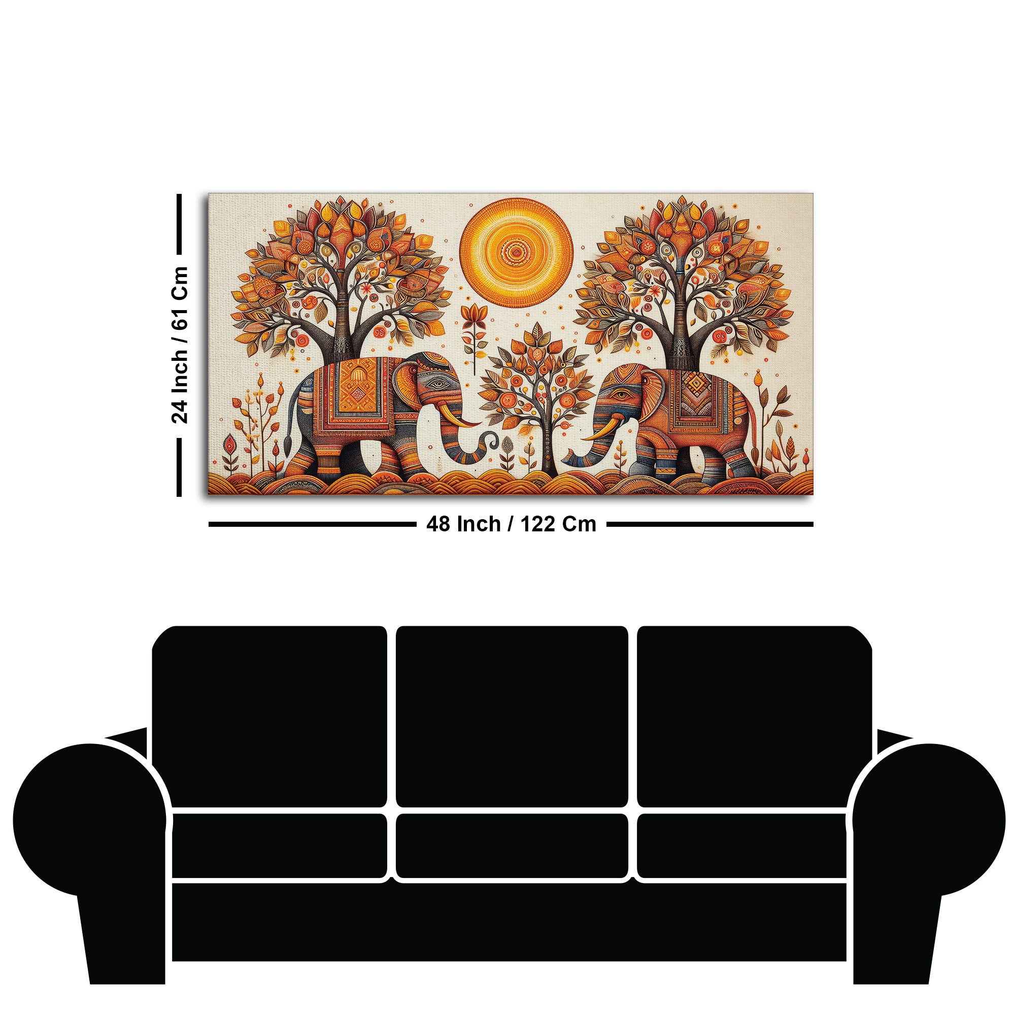 Traditional Elephant Art Canvas Wooden Wall Painting