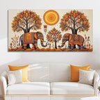 Traditional Elephant Art Canvas Wooden Wall Painting